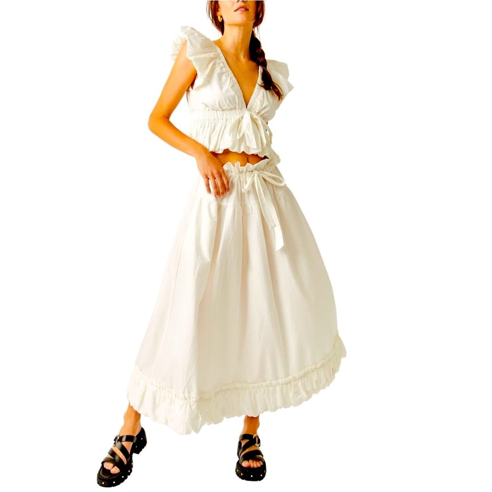 NWT XSM Free People “BRING the BUBBLE& FAVE PART” TieWaistTop & PoplinMaxi SET💕